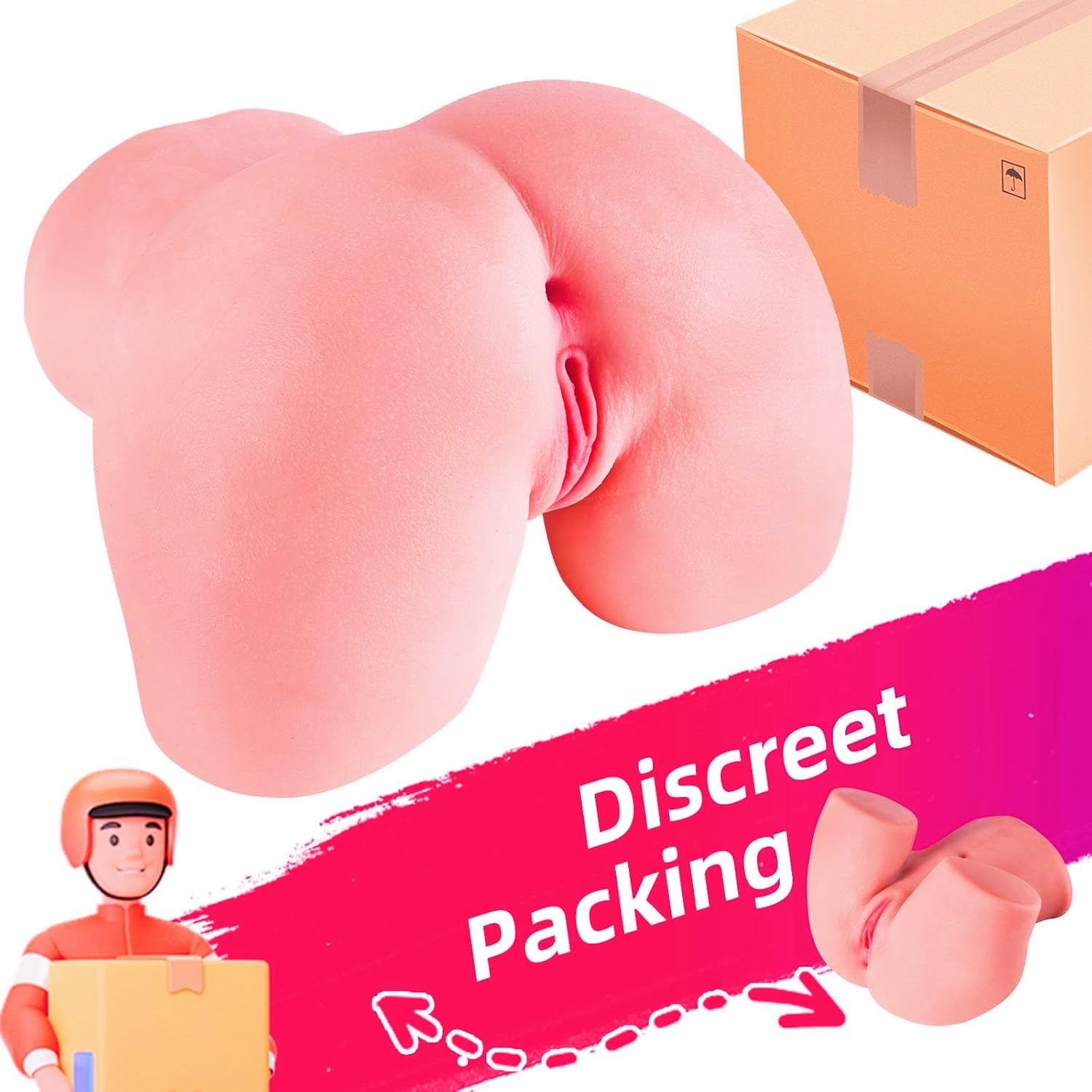 1.5LB Male Masturbator, Sex Dolls for Men Pocket Pussies Realistic Adult Sex Toys Entry-Level Ass Lifelike Soft Butt with Vagina and Anal Channel for Several Sex Positions