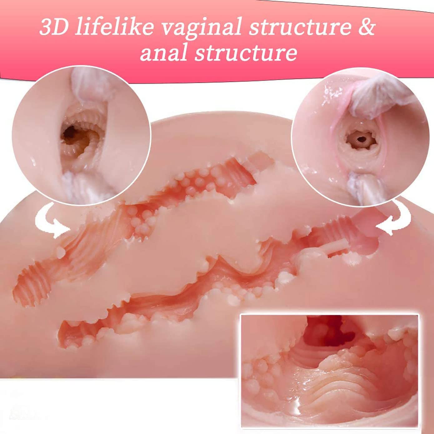 5FT Realistic Woman Torso Sex Dolls, Real Adult Sex Doll Full Size, Deep Tight Holes, Life Size Female Torso with Big Butt, Flexible Adult Sex Toys for Male