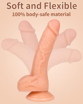 Realistic Dildos, XINBALE 7.3 Inch Dildo with Suction Cup for Hands-Free, Flexible Cock with Curved Shaft and Balls for Vaginal G-spot and Anal Play, Adult Sex Toy for Male & Female, Couples