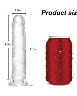 Realistic Dildo 7.1 inch, Clear Dildo with Strong Suction Cup for Hands-Free Play, Soft Material Adult Sex Toys for Beginner and Couple