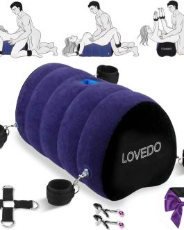 Sex Toys Sex Pillow, with BDSM Bondage Heart Shaped Inflatable Cushion Furniture for Bedroom Dildo Mount, Upsize Pillow with Bondage Cuffs, Cross Strap, Nipple