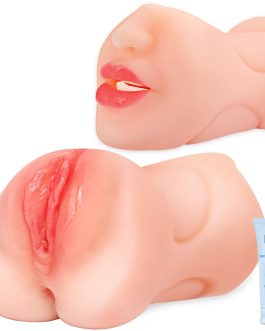 3 in 1 Pocket Pussy Male Masturbator with Mouth, Sex Doll with 3D Realistic Textured Real Oral Vagina and Tight Anus, Masturbation Blowjob Stroker Adult Sex Toys for Men Pleasure