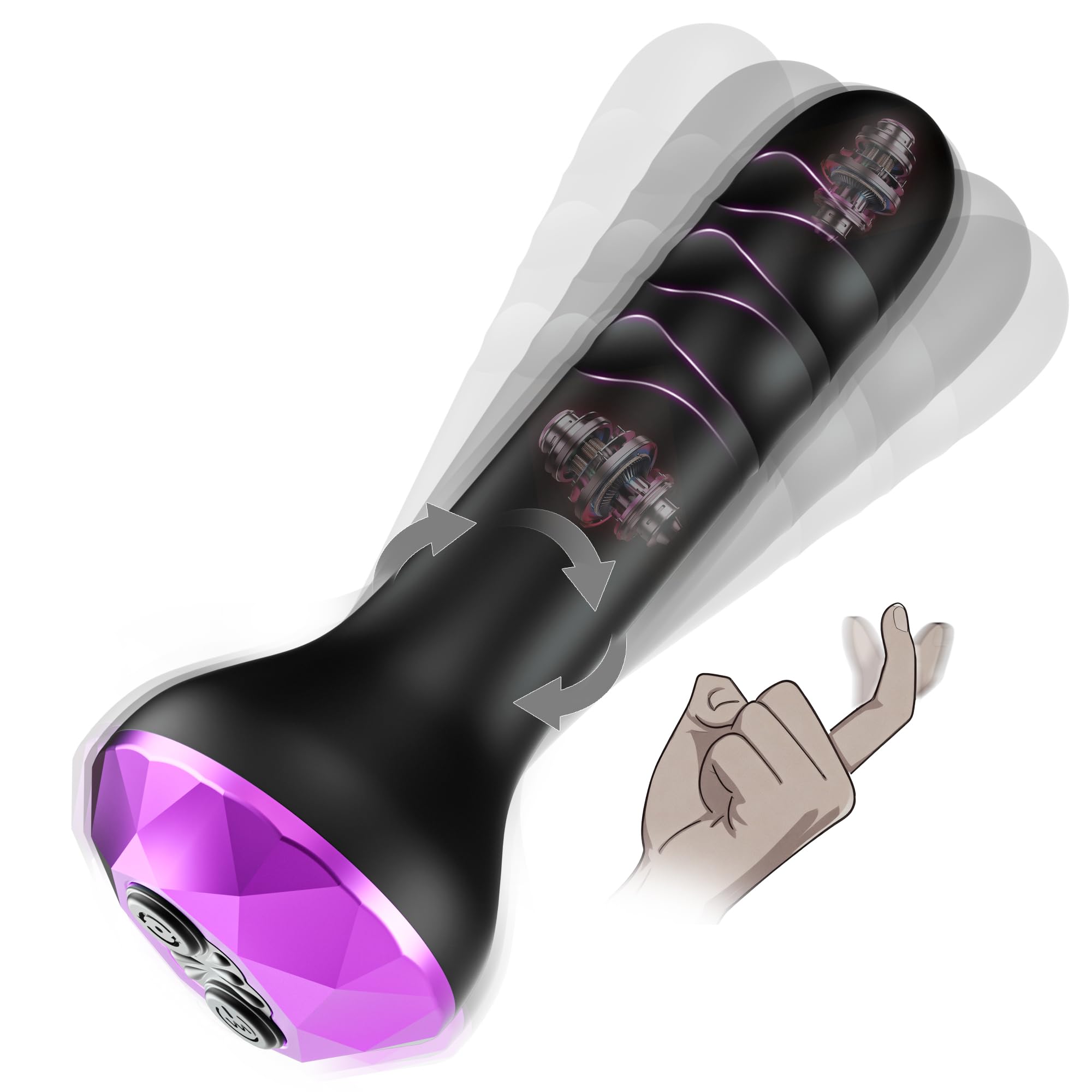Vibrating Butt Plug Anal Toys, Prostate Massager with 10 Vibrating & Rotating Modes, Beginner-Friendly Anal Plug Sex Toys for Men & Women, 2 Motors Anal Dildo & G-Spot Vibrator Anal Beads Adult Toys
