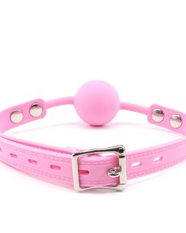 Women Pink Silicone Bondage Ball Gag for Sex Games, Silicone Sex Toys Open Mouth SM Bite Gag, Bondage Restraints Sex Gag Muzzles for SM Games (Pink-1)