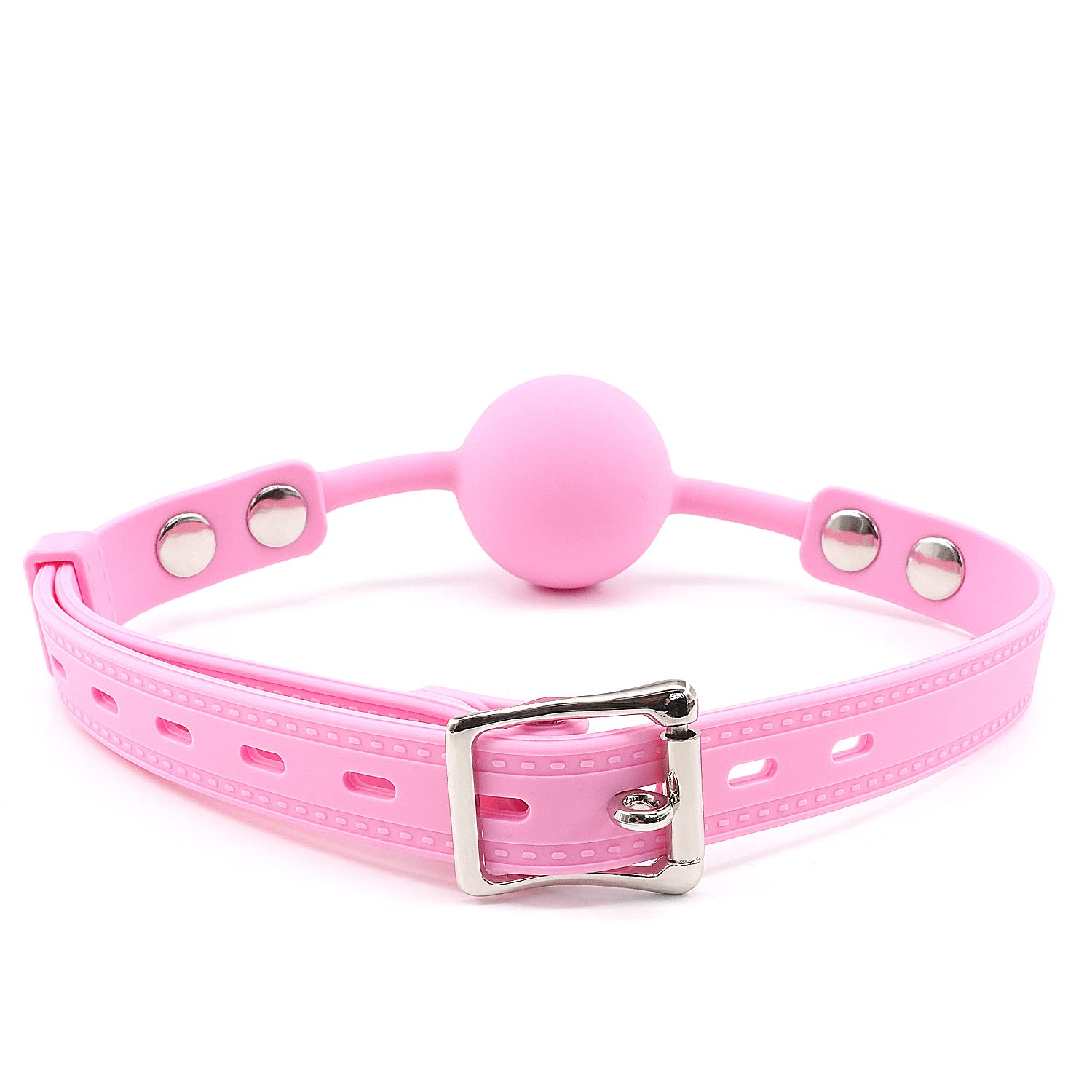 Women Pink Silicone Bondage Ball Gag for Sex Games, Silicone Sex Toys Open Mouth SM Bite Gag, Bondage Restraints Sex Gag Muzzles for SM Games (Pink-1)