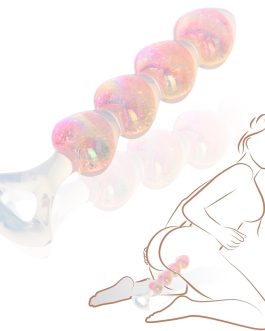 Anal Beads Butt Plug for Beginner, 6.3” Dual Layer Pink Heart Shape Silicone Anal Toy Adult Fantasy Anal Dildo for Men Gay Anus Dilator Masturbator Training and Couple Sex Game Play (Pink)