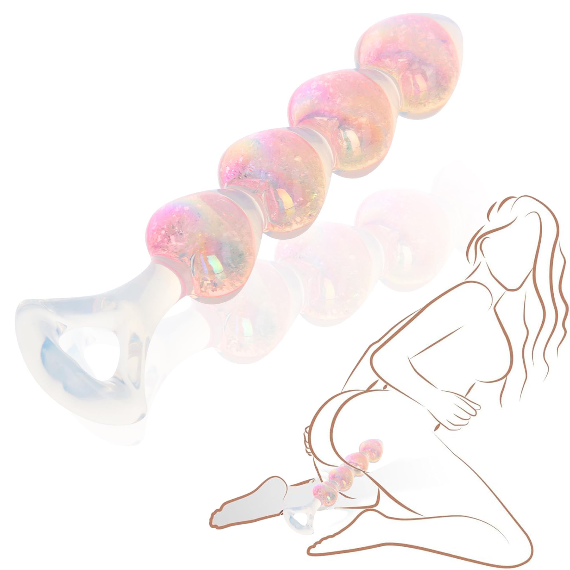 Anal Beads Butt Plug for Beginner, 6.3” Dual Layer Pink Heart Shape Silicone Anal Toy Adult Fantasy Anal Dildo for Men Gay Anus Dilator Masturbator Training and Couple Sex Game Play (Pink)
