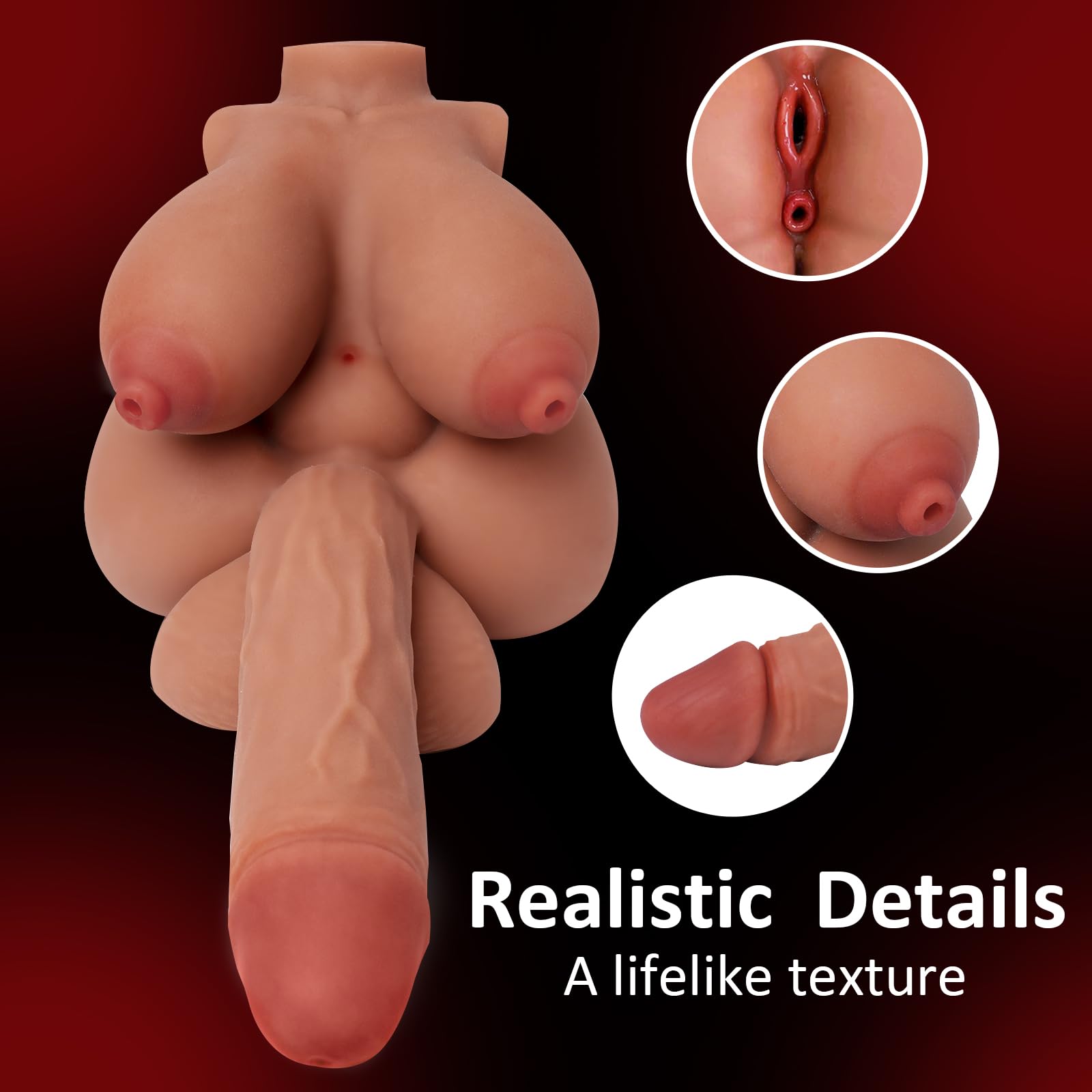 DBAKA Shemale Sex Doll Sex Toys with Penetrable Dildo Nipples, 5 in 1 Trans Sex Doll Male Masturbator, Unisex Love Doll Transsexual Torso Toy with Huge Dildo for Gay Couple