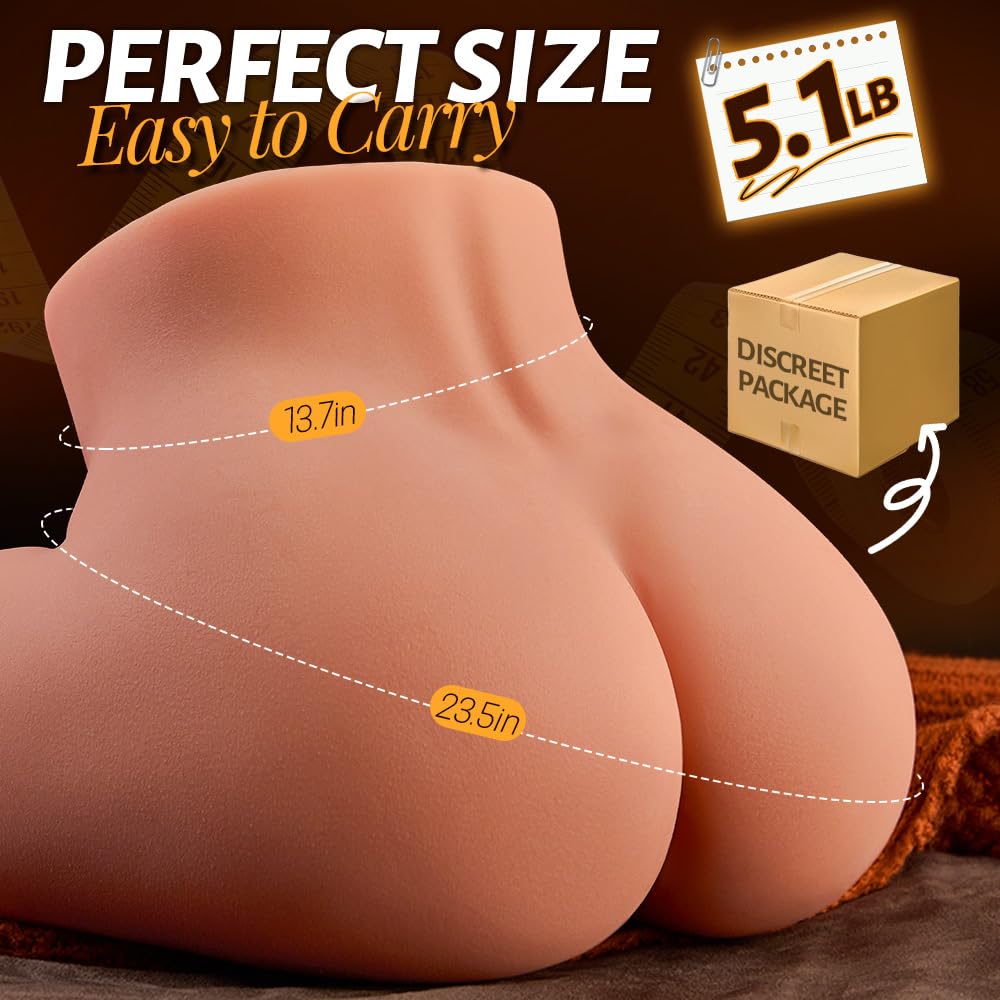 Portable Sex Doll Ass Soft Butt, Realistic Male Masturbator Stroker Male Sex Toy with Dual Texture Channel, Pocket Pussy Ass Adult Sex Toys Sex Dolls for Men 5.1LB