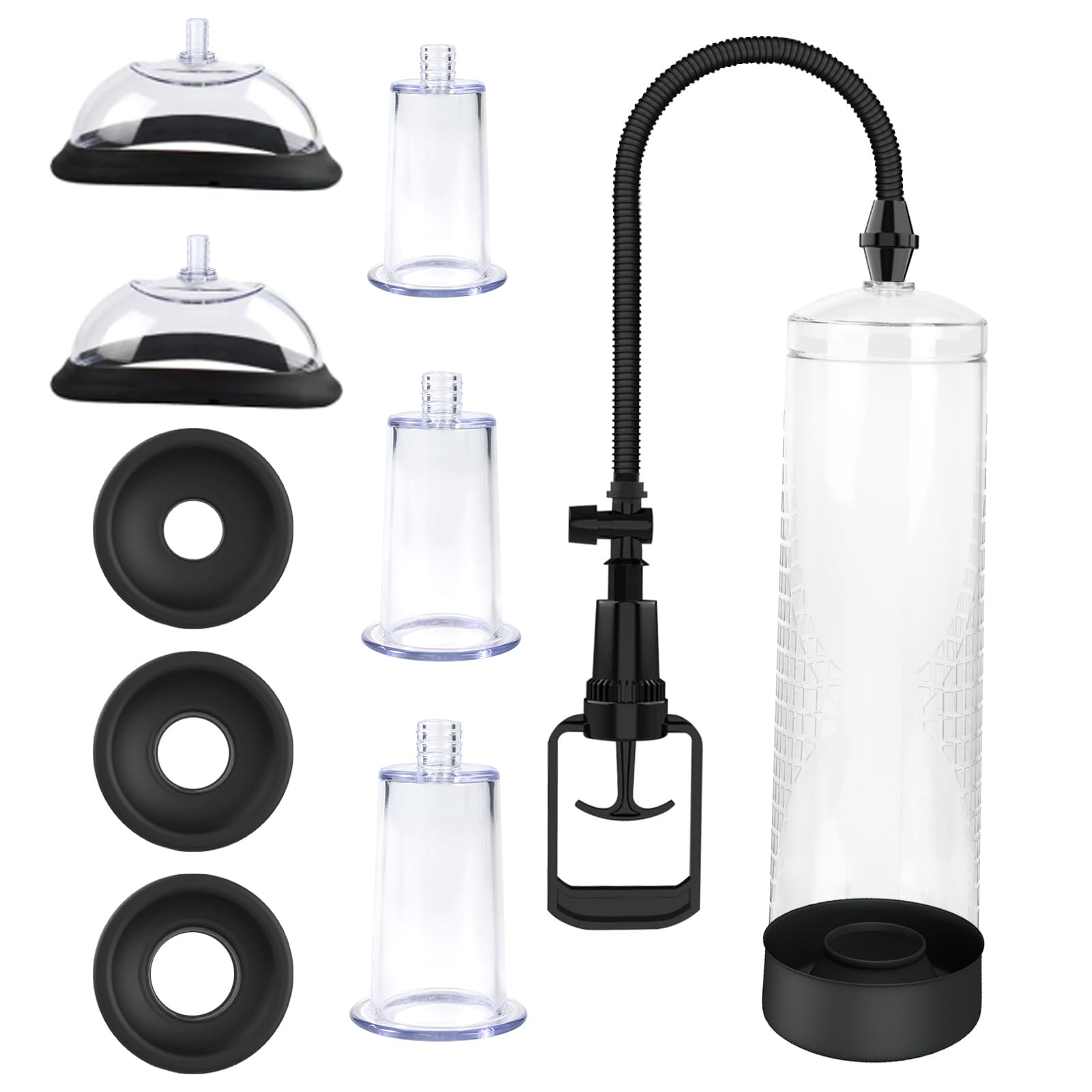 XIABALE Penis Vacuum Pump Pussy Pump Set,Manual Penis Enlarger Enlargement Extend Pump Air Pressure Device, Clitoral Pump Vagina Pumps Sexual Pleasure Suckers Tools for Couples