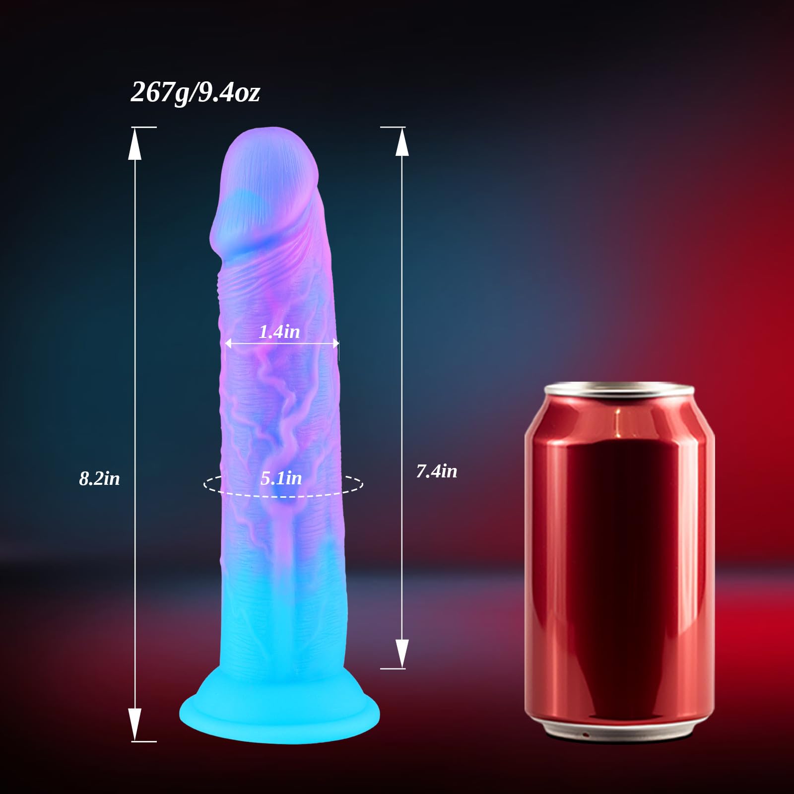 8 Inch Soft Silicone Colorful Blue Purple Dildo With Suction Cup, Fantasy Thick Monster Dog Anal Dildo Penis Dildos Strap on Sex Toy for Women,Realistic Cute Shower G-spot Dildos no Balls for Beginner