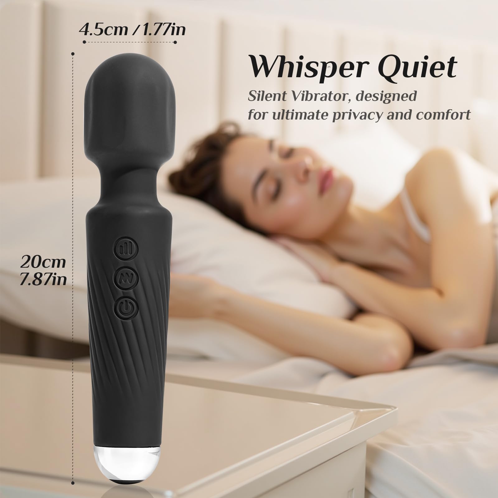 Vibrator Wand Vibrators | Sex Toys Vibrator Dildo for Women | Adult Toys with 20 Patterns & 8 Speeds, USB Rechargeable Vibrating Clitoral Stimulator Sex Toy | Gifts for Women (Black)