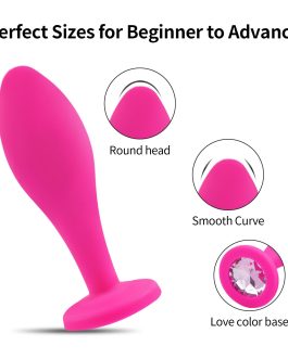 Anal Plug Anal Sex Toys,3pcs Butt Plug Jeweled Anal Plugs Silicone Anal Toys Anal Training Kit Adult Sex Toys Games Butt Plug,Personal Sex Toy for Adult Women,Men and Couples (Pink)