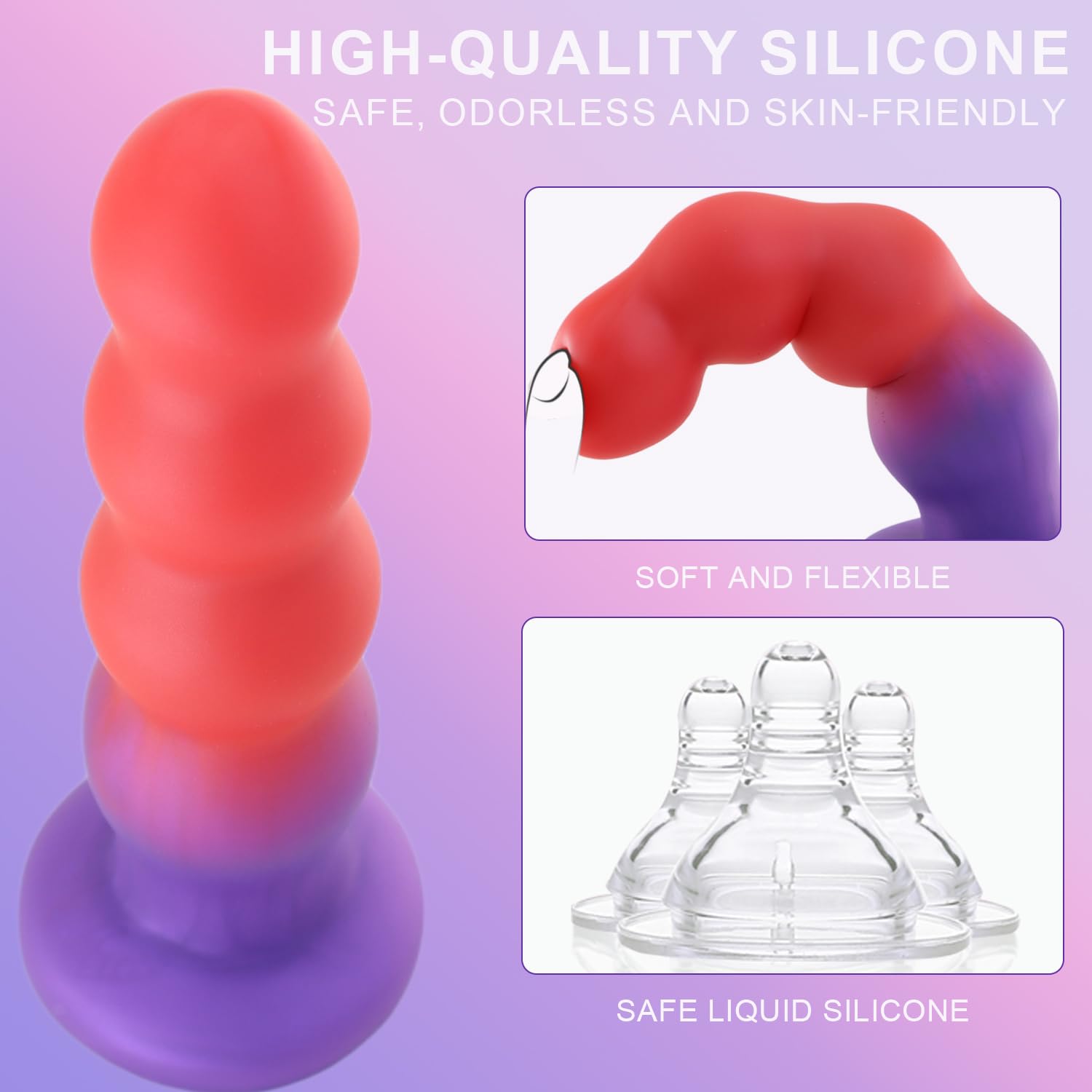 6.3'' Silicone Anal Butt Plug,Soft Anal Beads Anal Trainer Dildo,Anus Dilator Masturbator Adult Sex Toys with Strong Suction Cup for Hands-Free Play,Female G-spot Stimulator & Male Prostate Massager