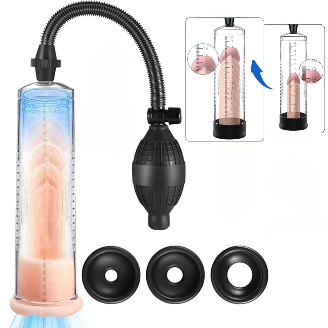 Penis Pump Sex Toys for Men Penis Extender Adult Sex Toys Vacuum Pump, Extend Cock Pump Male Masturbator, Manual Penis Enlarger Toys4mens with Cock Ring Stroker, Male Sex Machine Dick Enlarger