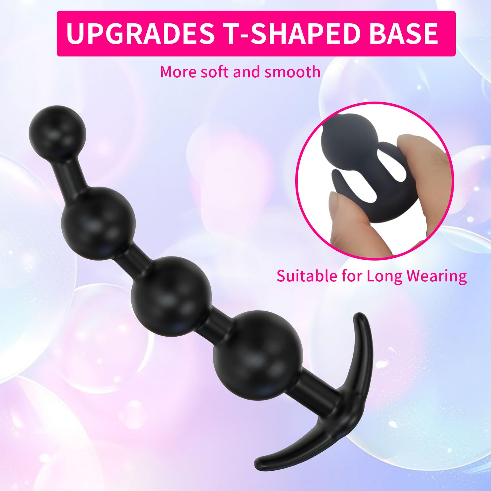 2PCS Anal Beads & Butt Plug, Silicone Anal Training Kit, Flexible Anal Bead Sex Toys with Different Size Anal Balls Prostate Massage, Anal Plugs for Men Women Couples Anus Dilator Dildo Anal Toys
