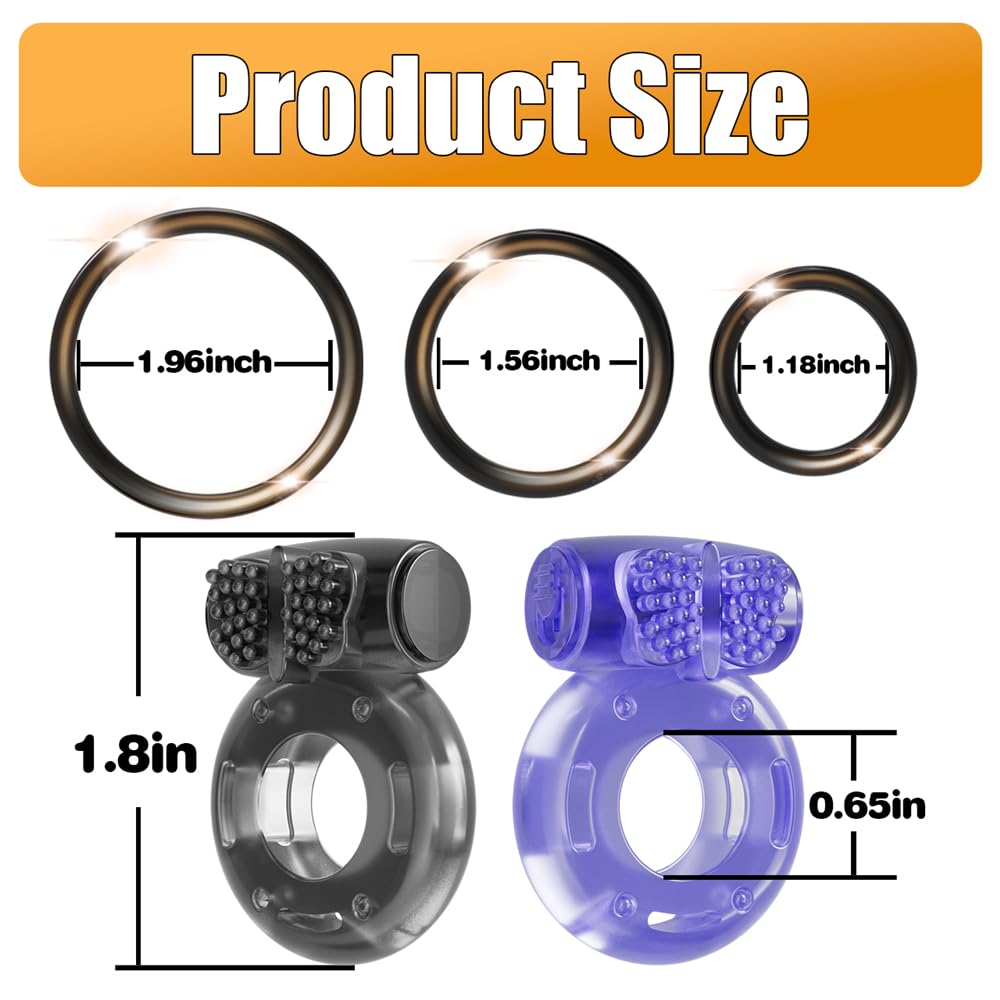 5Pcs Vibrating Cock Ring Sex Toys Penis Sleeve, Penis Rings Cockring Clitoral Vibrator Sexual Stimulator Device for Erection Enhancing Long Lasting Stronger, Adult Sex Toys for Men or Couple Pleasure