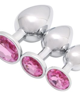 Akstore 3 Pcs Luxury Jewelry Design Fetish Anal Butt Plug(Pink)