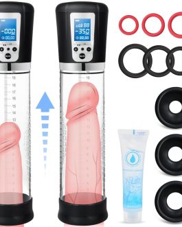 Male Penis Pump Sex Toys, Automatic Enlargers & Extend Pump for Men with LED Display, Adult Toys for Men Penis Entender Erection Pumps, Sex Toys – Pumps & Enlargers (6 Cock Rings)