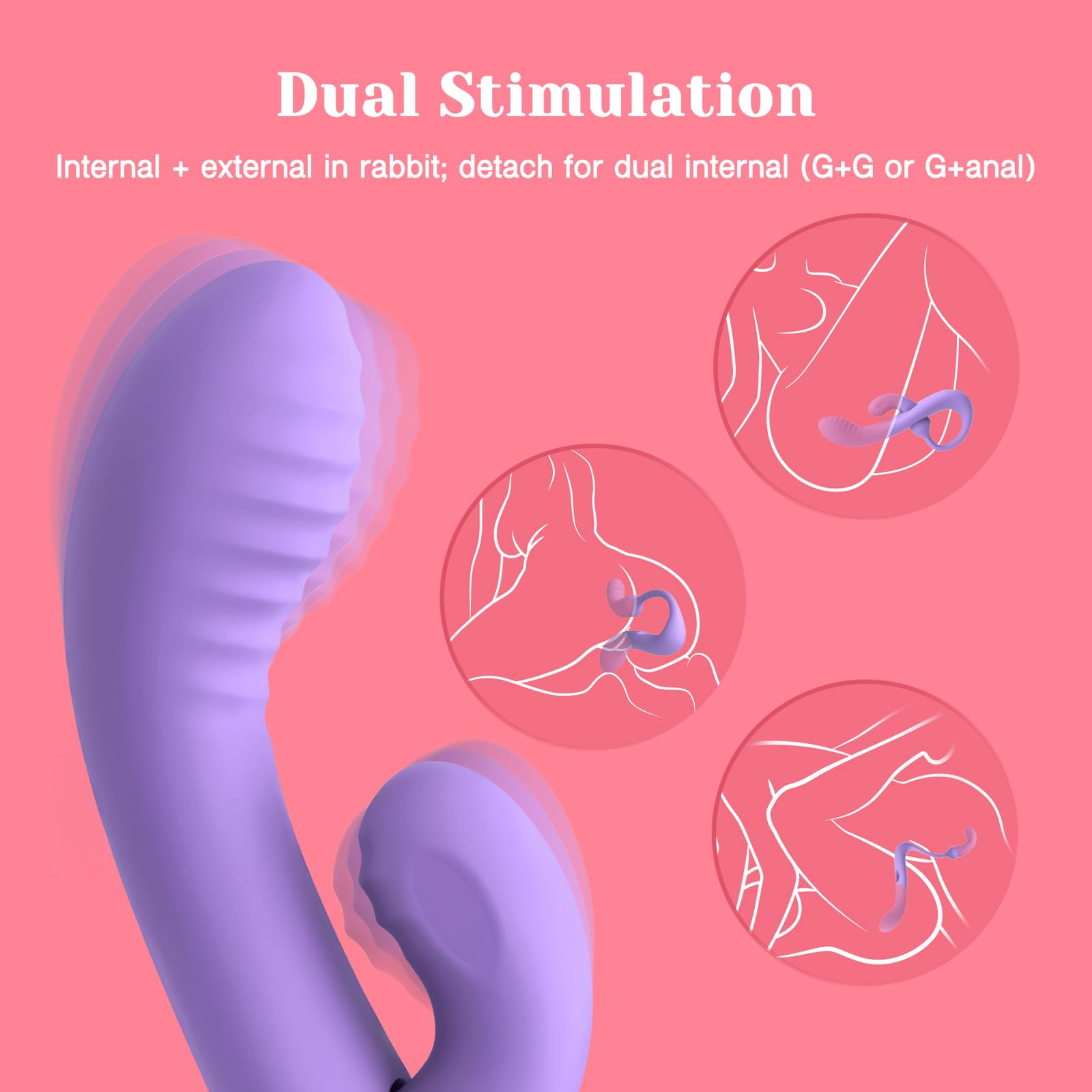 Tracy's Dog Vibrator Sex Toys - Transformable Rabbit Vibrators for Women, Clitoral & Anal G-Spot Stimulation, Soft Double-Ended Dildos for Solo & Partner, Remote Adult Toy with 10 Vibrations, Wizzy