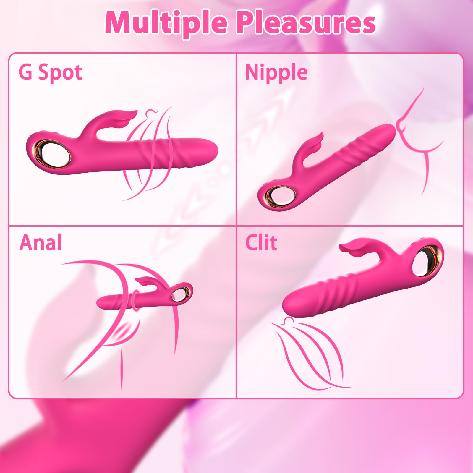 Thrusting Vibrator Sex Toys - G Spot Dildo Vibrators with 10 Powerful Vibration 10 Thrust Modes, Rabbit Dildos Silicone Waterproof Clitoral Stimulator, Adult Sex Toy for Women