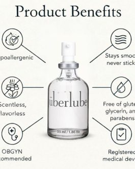Uberlube Premium Silicone Lube (1.86 Fl Oz.) Unscented, Long Lasting Sex Lube, Waterproof, Ultra Smooth Performance, Personal Lubricant for Privacy & Toys, Vaginal & Anal Use, OBGYN Recommended