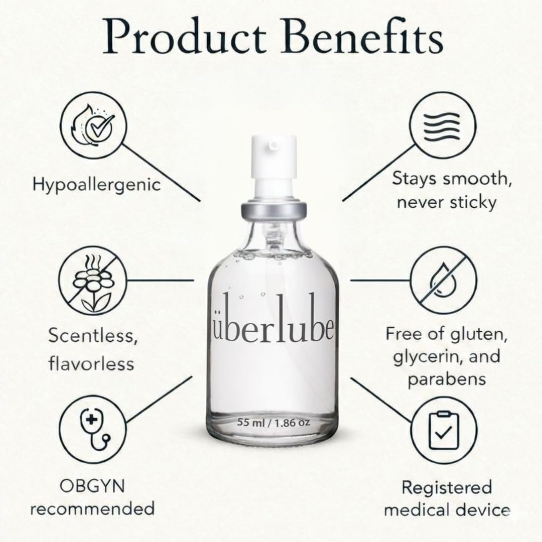 Uberlube Premium Silicone Lube (1.86 Fl Oz.) Unscented, Long Lasting Sex Lube, Waterproof, Ultra Smooth Performance, Personal Lubricant for Privacy & Toys, Vaginal & Anal Use, OBGYN Recommended