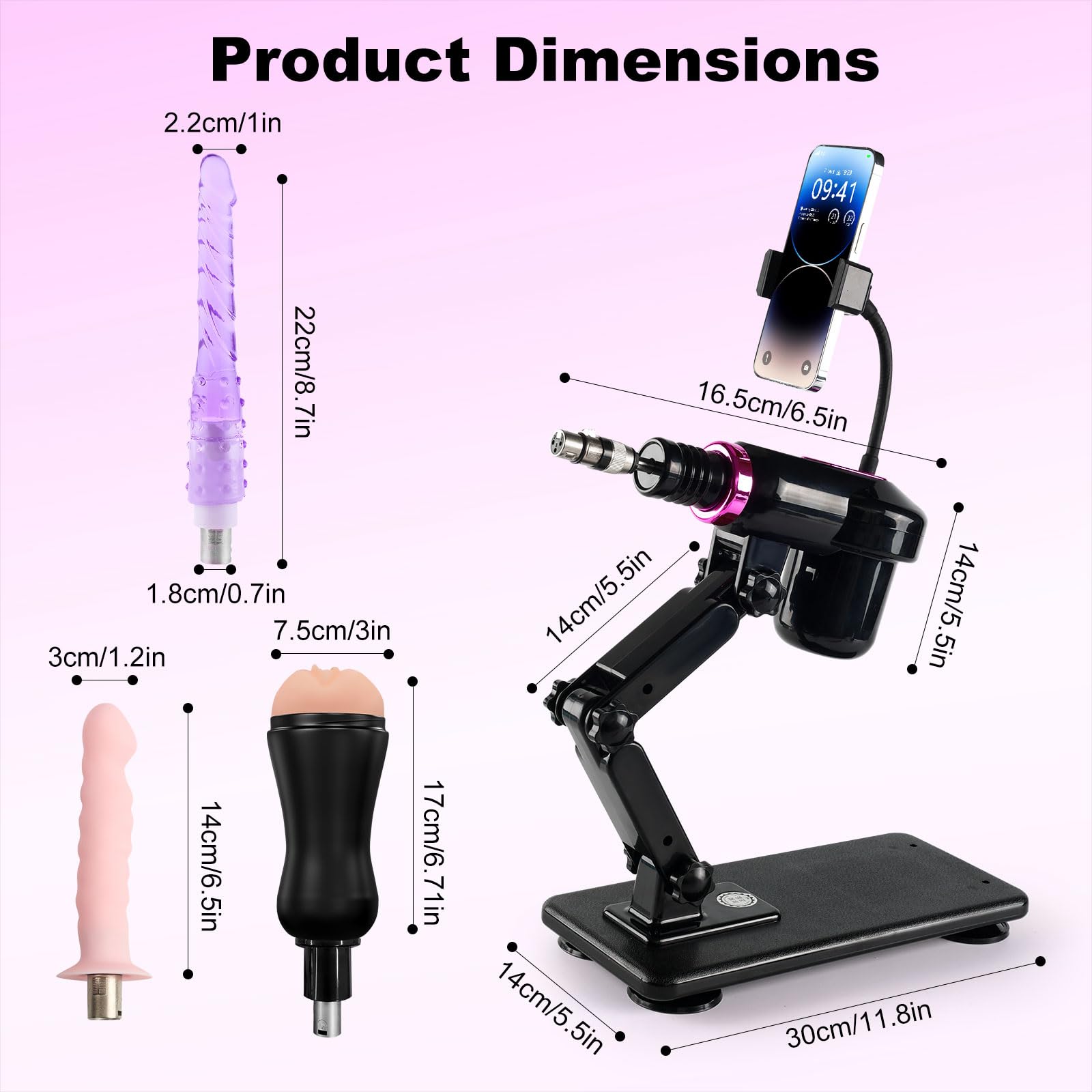 Jynkry Mini Sex Machine Automatic Thrusting Dildo Machine, Compact Love Machine with 2 Dildos & Masturbator Cup, 360° Multi-Angle Adjustable Stand & 3XLR Connector, Adult Toys for Men Women