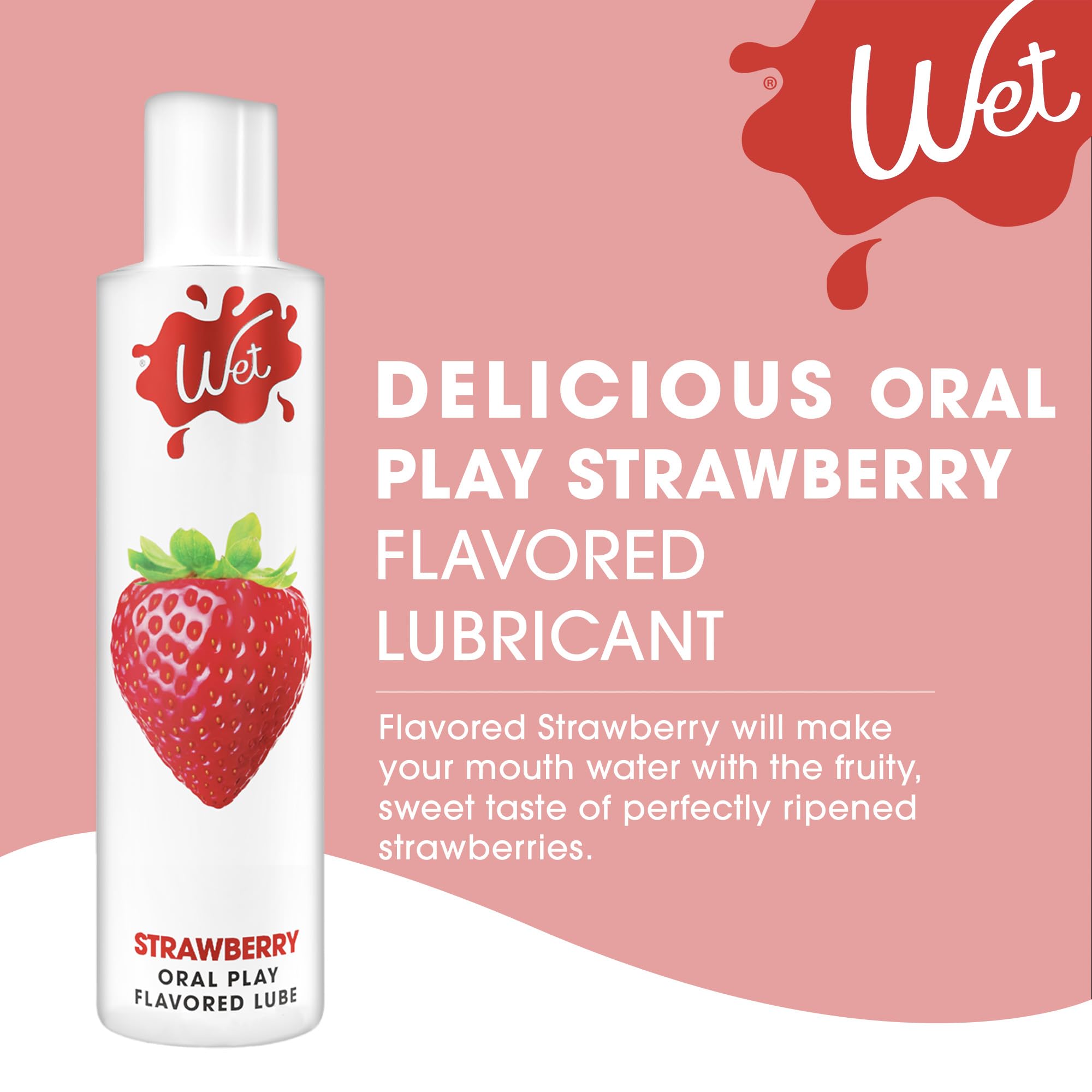 Wet Sexy Strawberry Premium Flavored Edible Lube for Men, Women and Couples | Long-Lasting, Condom Safe, Sugar Free, 3 fl oz