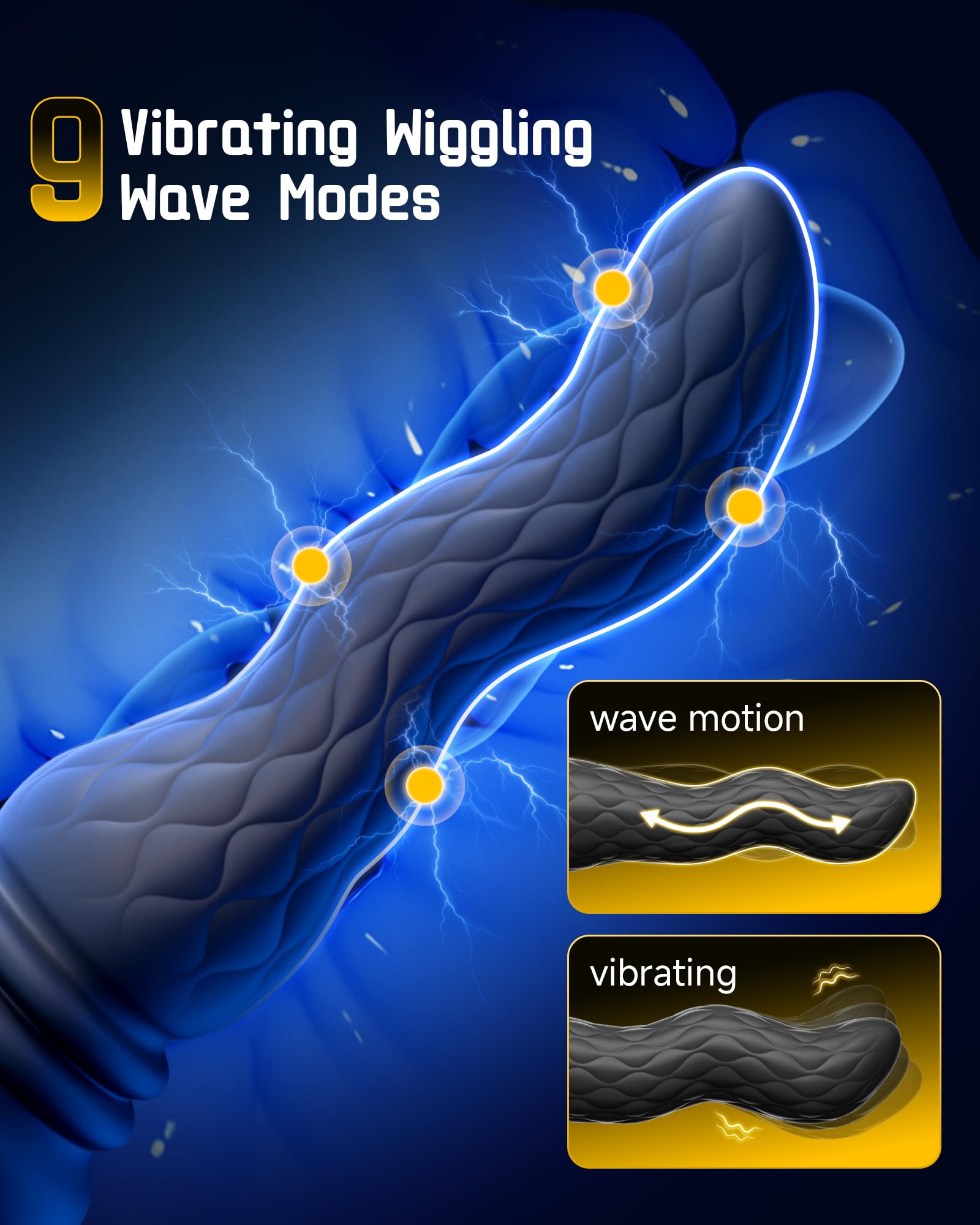 Beisar 3 in 1 Prostate Massager Anal Vibrator - Powered Vibrating Butt Plug Male Sex Toys for Men with 9 Wave Wriggling Modes, Anal Dildo Plug Adult G, P-Spot Vibrator Remote Control Fetish Jewelry