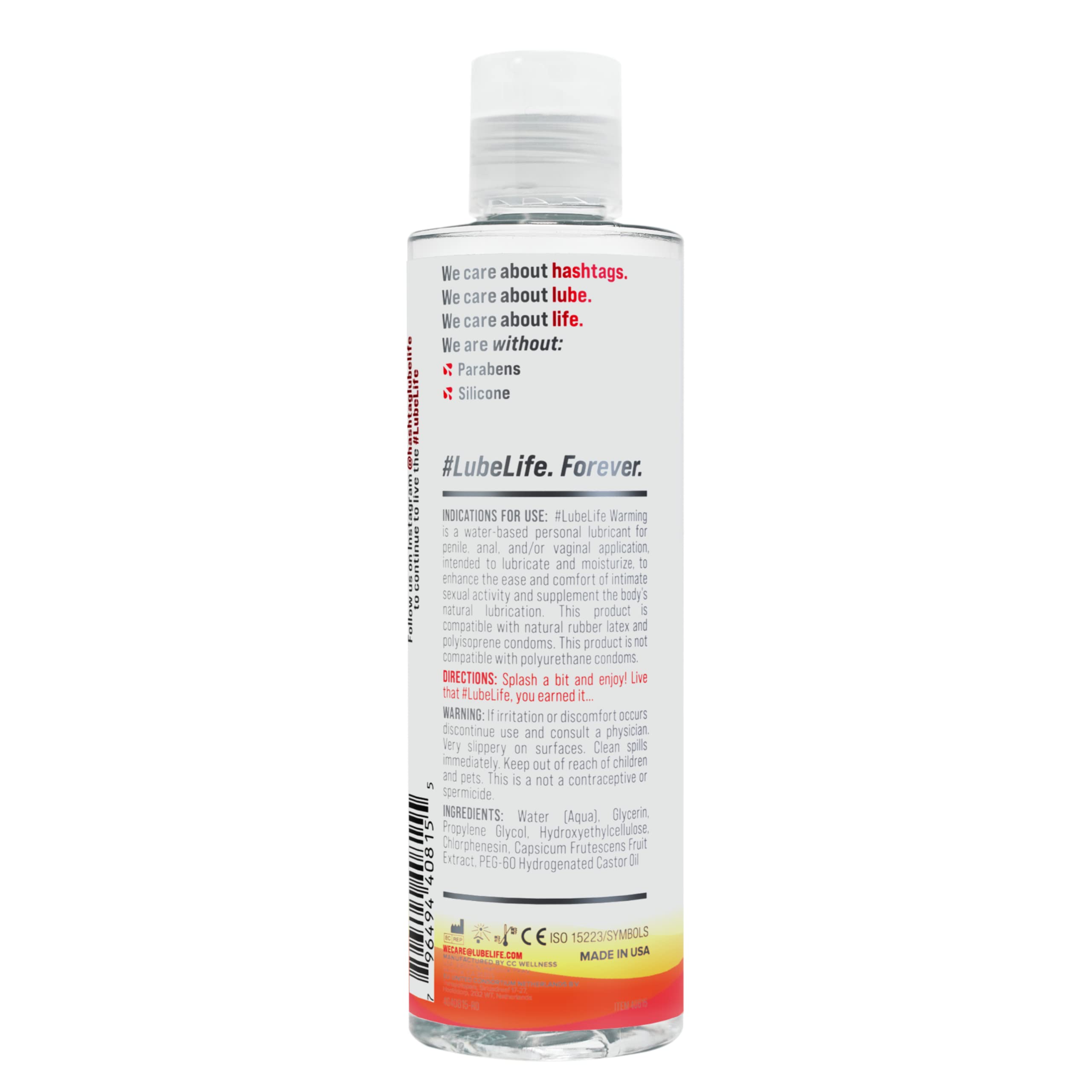 LUBELIFE Water-Based Warming Lubricant, Warm Invigorating Heating Sensation, Lube for Men, Women and Couples, 8 Fl Oz