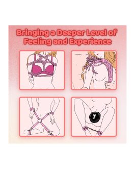 Sex Bondage Restraint Kits BDSM Toys 12 Pcs Handcuffs Ankle Cuffs Anal Plug Nipple Clamps Ball Gag Blindfold Rope Leather Restraints Set Adjustable for Adult Beginners (Pink)