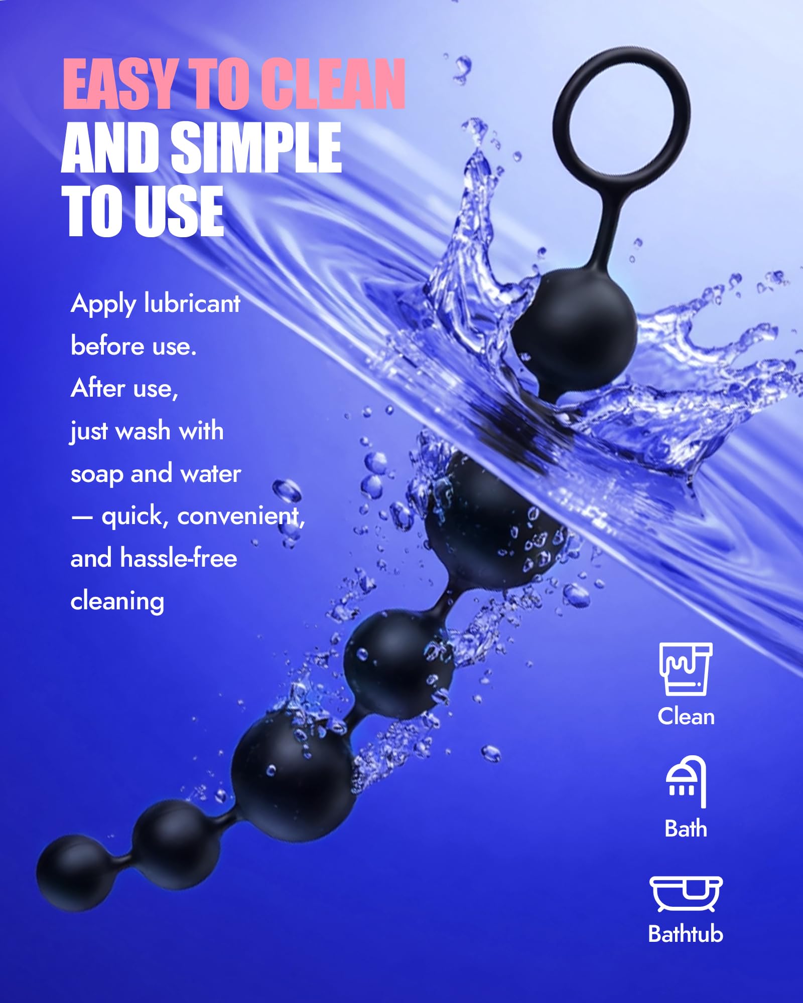 Anal Beads Butt Plug Sex Toys - Anal Plug with Insertable Silicone Safe Beads Prostate Massager Sex Toys with Different Balls Anal Toy Trainer Anal Plug for Men Women Couples Anus BDSM Play | 6 Balls