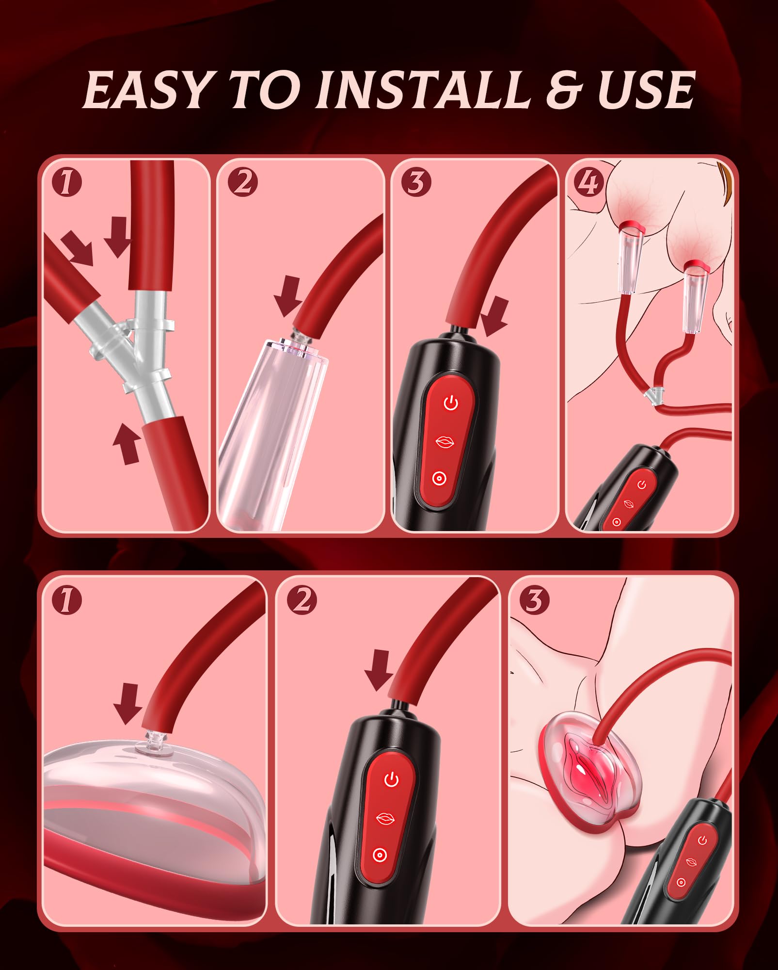 Pussy Pump Adult Sex Toys - Nipple Sucking BDSM Toys Kit Electric Vacuum Vagina Sex Pump with 3 Suction Levels and 7 Modes, Clit Sucker for Women Pleasure, Female Sex Toys for Couples Games