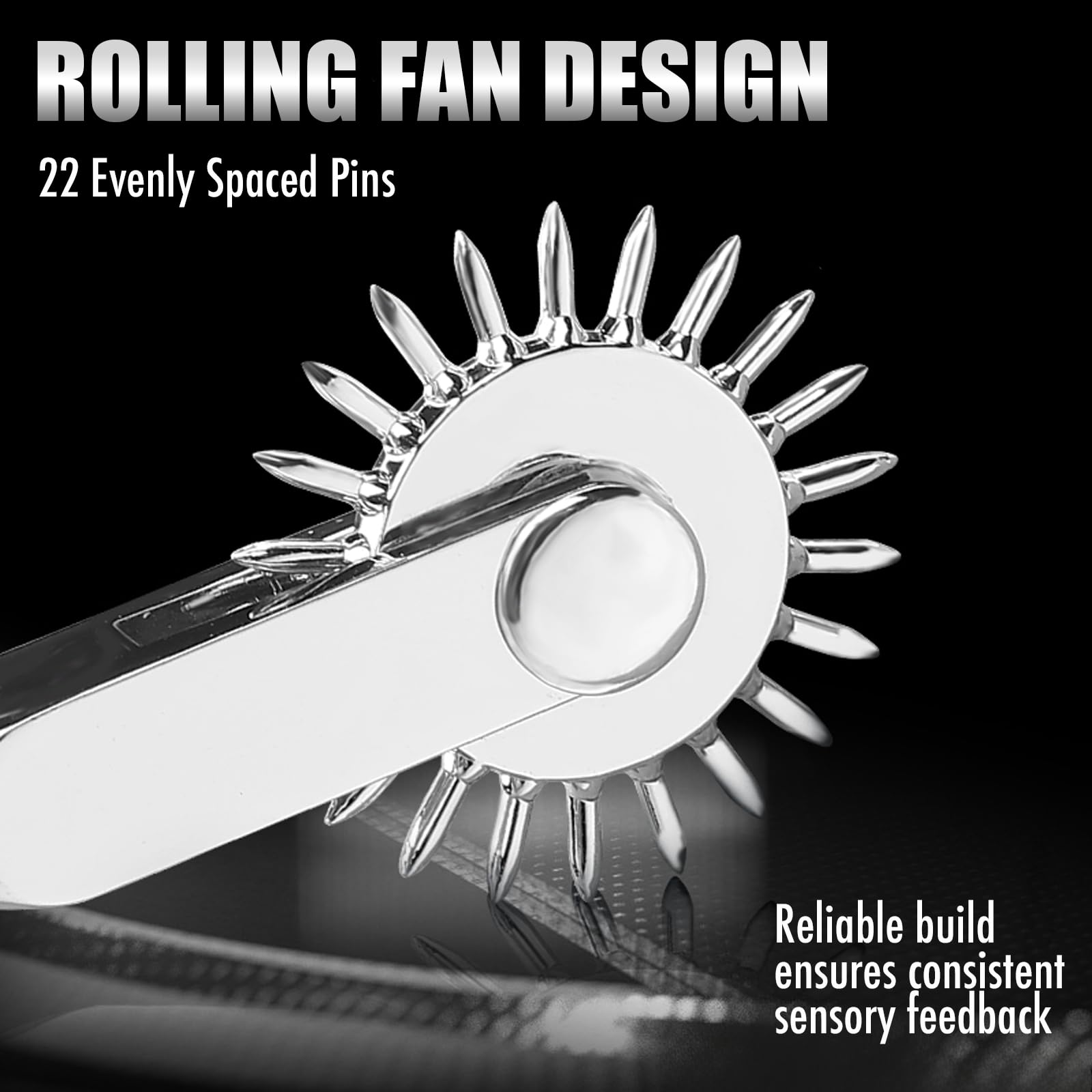 BDSM Toys Foreplay Pinwheel Sex Toys, Stainless Steel Wartenberg Wheel Roller Sex Tools Bondage BDSM Bear Sensory Play, 22 Pins Flirting Stimulation Roller Portable Couple Sex Toys Adult Bedroom Play
