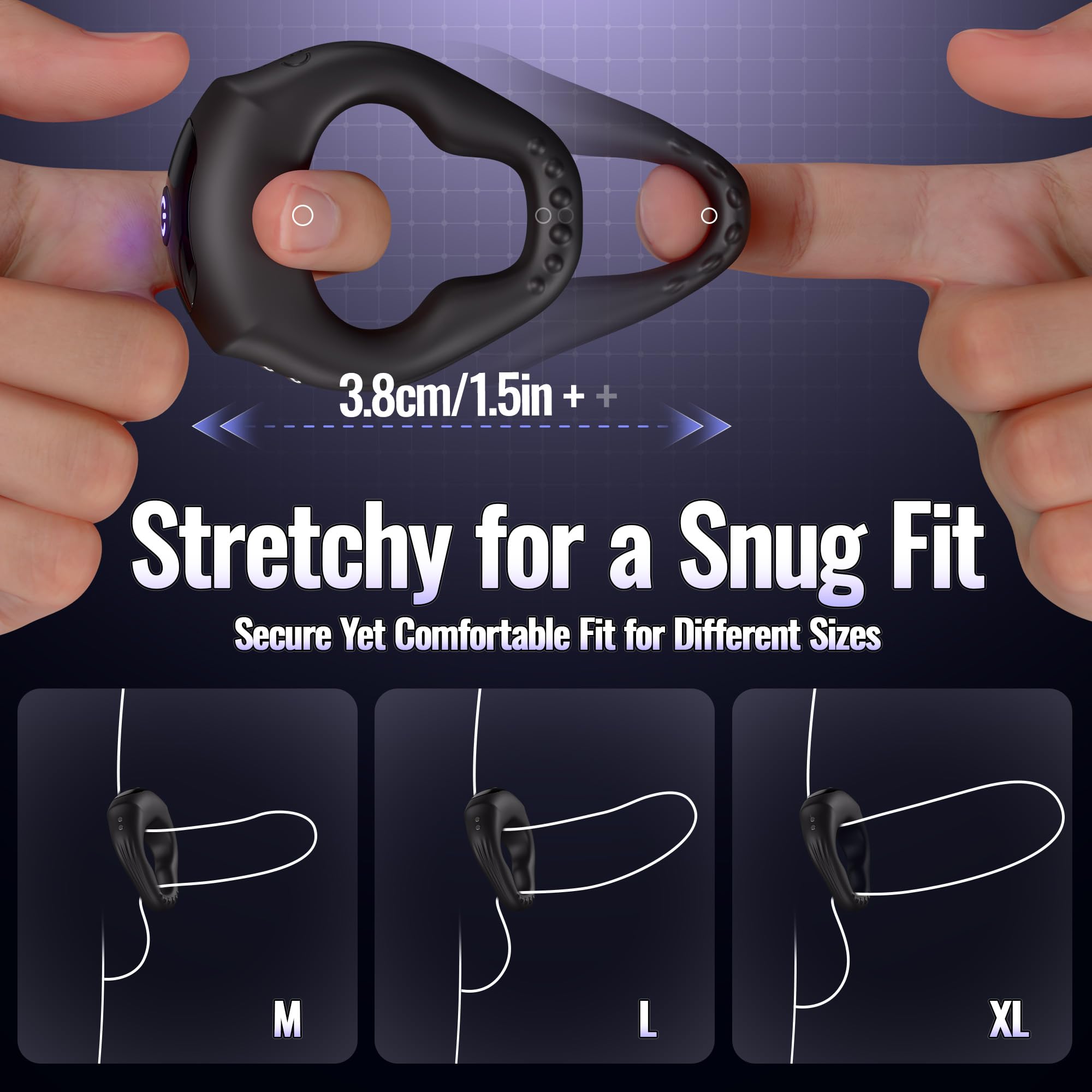 Vibrating Cock Ring Ergonomic Contour, 10 Vibrations Sex Toys for Men Silicone Penis Ring Secure Wrap-Around Design for Male Erection, APP Control Male Sex Toy for Adult Couples Pleasure Chastity Cage