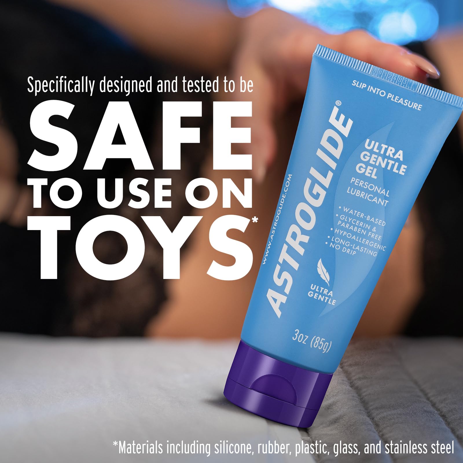 Astroglide Water-Based Lube (3oz), Ultra Gentle Gel Personal Lubricant, Hypoallergenic with No Parabens or Glycerin, Lube for Men, Women, and Couples