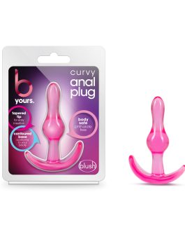 Blush Curvy Anal Plug – Wearable 3.5″ Beginners Anal Toy – StayPut & AnchorTech Design – Tapered, Soft, Flexible for Comfort – Beginners Butt Plug – Adult Sex Toys for Women Men & Couples – Clear Pink