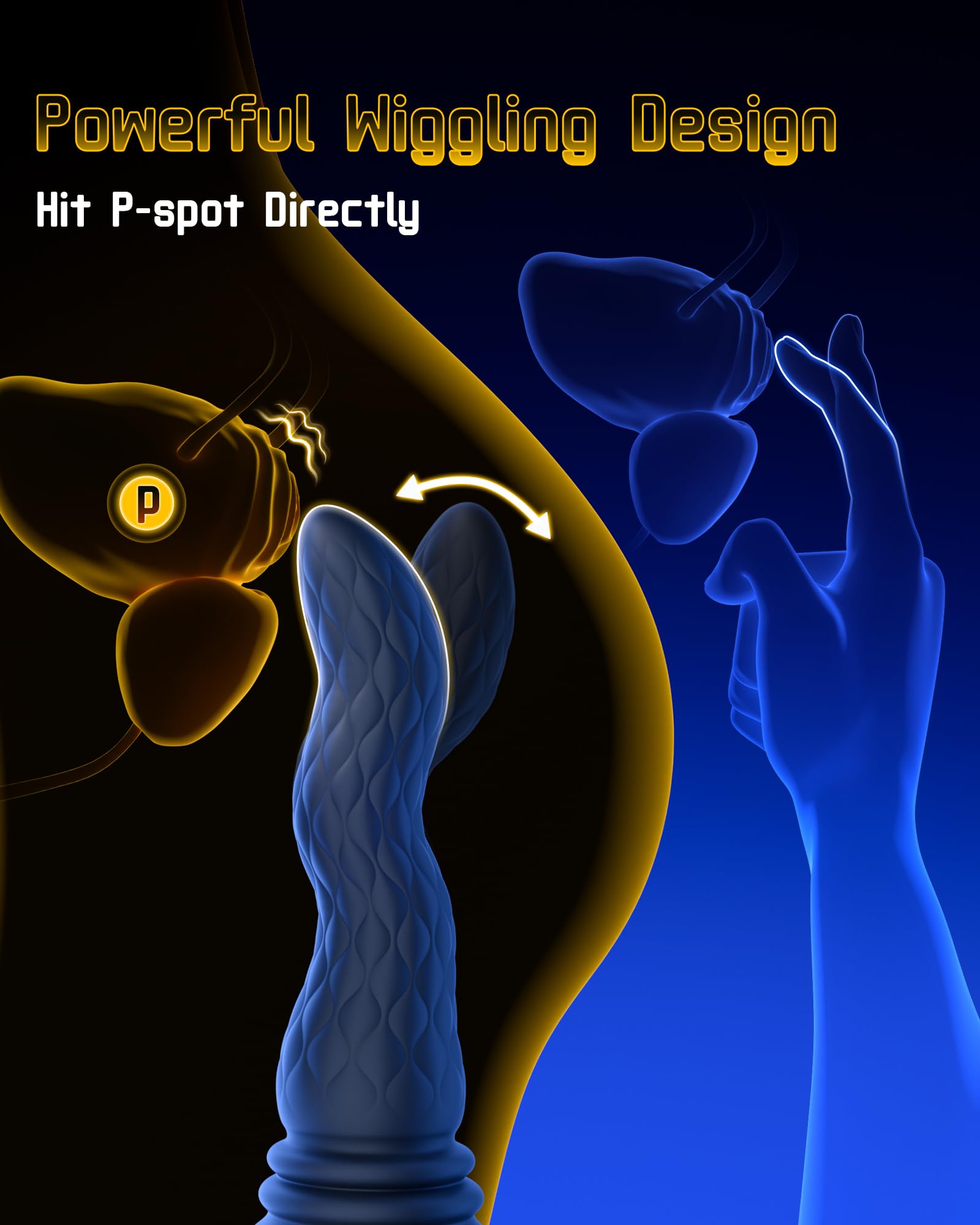 Beisar 3 in 1 Prostate Massager Anal Vibrator - Powered Vibrating Butt Plug Male Sex Toys for Men with 9 Wave Wriggling Modes, Anal Dildo Plug Adult G, P-Spot Vibrator Remote Control Fetish Jewelry