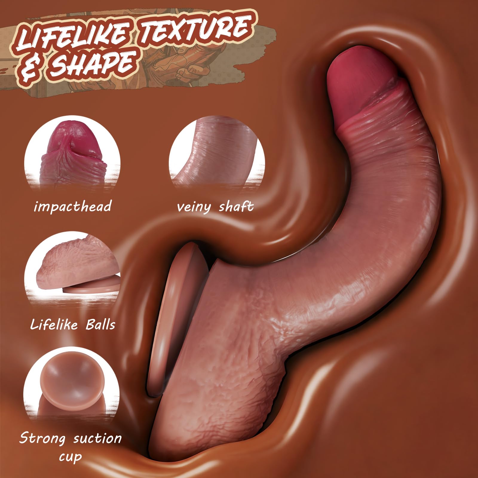Dildo with Dual-Layer Silicone - 7.8 inch Dildos Womens Sex Toy with Strong Suction Cup, Thick Soft Liquid Silicone Lifelike Penis for G spot & Anal Play, Hands-Free Adult Sex Toy for Women