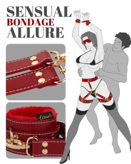 UTIMI Sex Bondage BDSM Kit Restraints 6PCS Sets with Adjustable Handcuffs Ankle Cuff Thigh Cuffs Blindfold Cross Strap Waist Strap Adult SM Games Sex Toys for Men Women and Couples