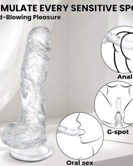 Clear Anal Dildo Sex Toys, Insertable 5.1″ Realistic Soft Silicone Dildos Penis with Strong Suction Cup for Vagina G-Spot Sex Stimulation, Small Curved Strap on Dildo Sex Toy for Beginner Women Men