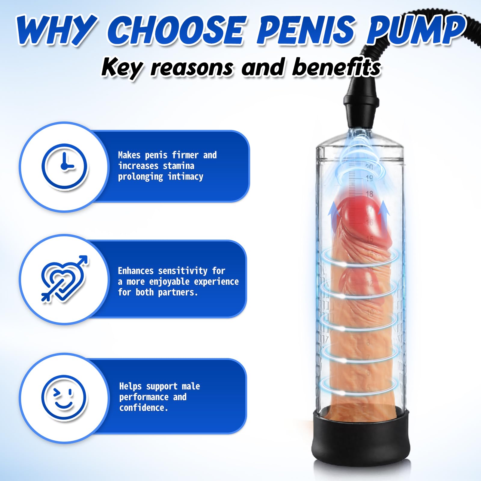 Penis Pump Sex Toys for Men,Baotsuri Manual Penis Enlarger Enlargement Extend Pump Air Pressure Device for Men Stronger Bigger Erections with 1 Triangular Penis Ring and 1 Large Silicone Penis Sleeve