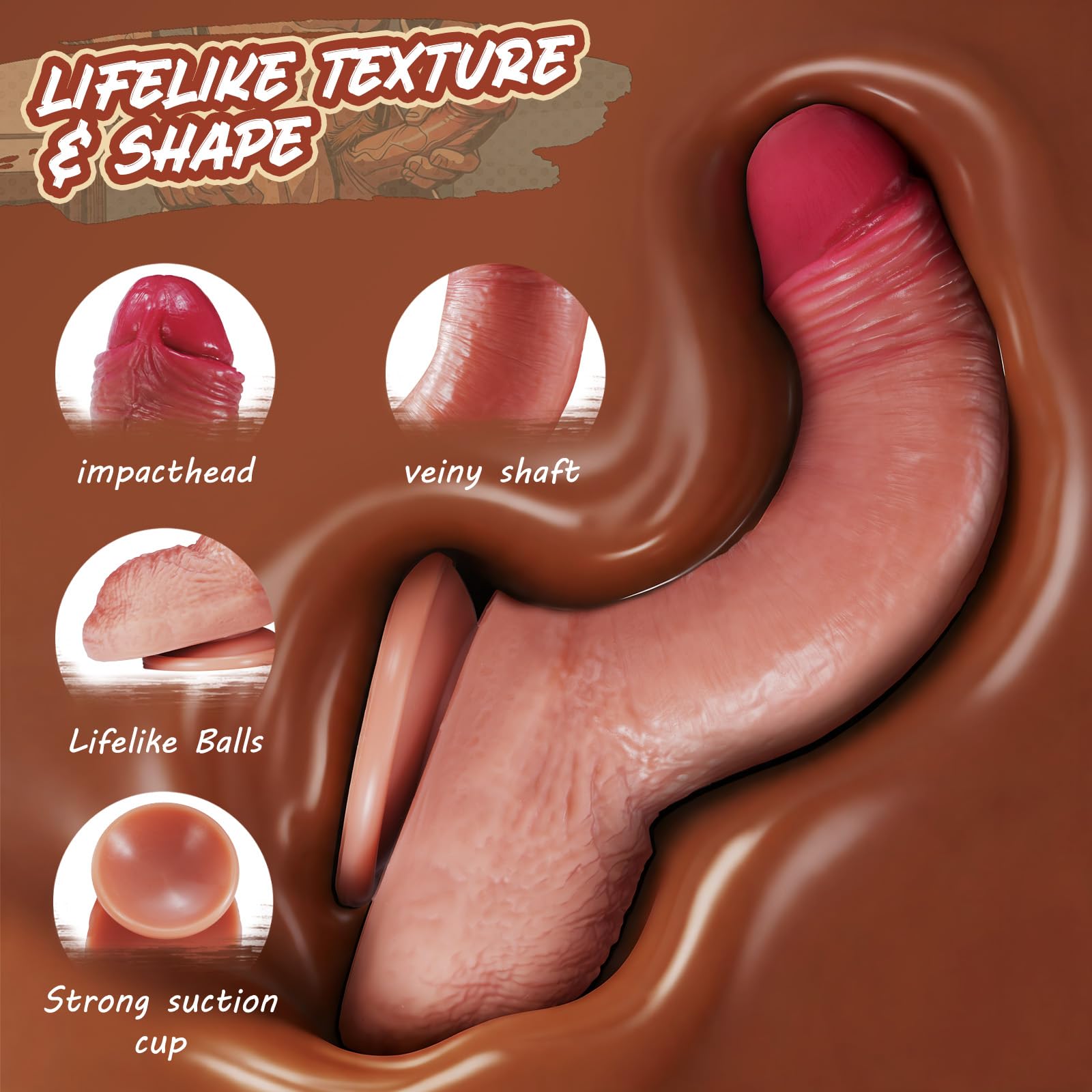 Dildo with Dual-Layer Silicone - 7.8 inch Dildos Womens Sex Toy with Strong Suction Cup, Thick Soft Liquid Silicone Lifelike Penis for G spot & Anal Play, Hands-Free Adult Sex Toy (Skin Color)