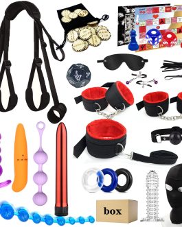 BDSM kit Sex Toys Bondage Restraints Set, Anal Butt Plug Games Card Toys and Sex Straps Neck to Wrist Thigh Sex Sling & Ankle Kits with Adjustable, Sex Things for Couples Kinky and Couple Sex Toys