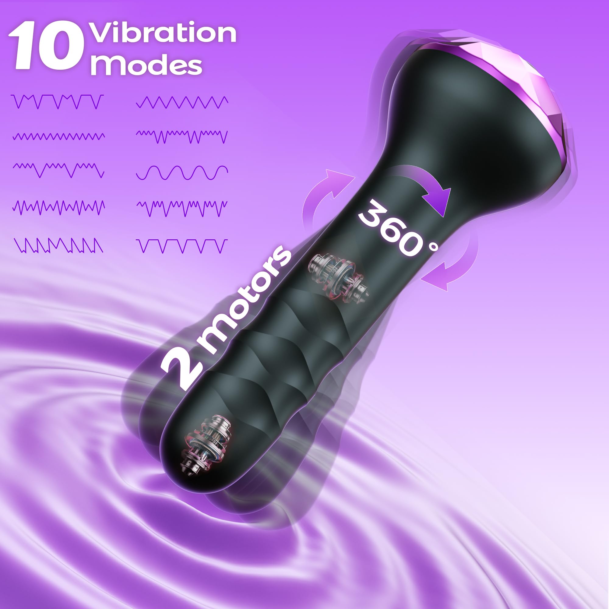 Vibrating Butt Plug Anal Toys, Prostate Massager with 10 Vibrating & Rotating Modes, Beginner-Friendly Anal Plug Sex Toys for Men & Women, 2 Motors Anal Dildo & G-Spot Vibrator Anal Beads Adult Toys