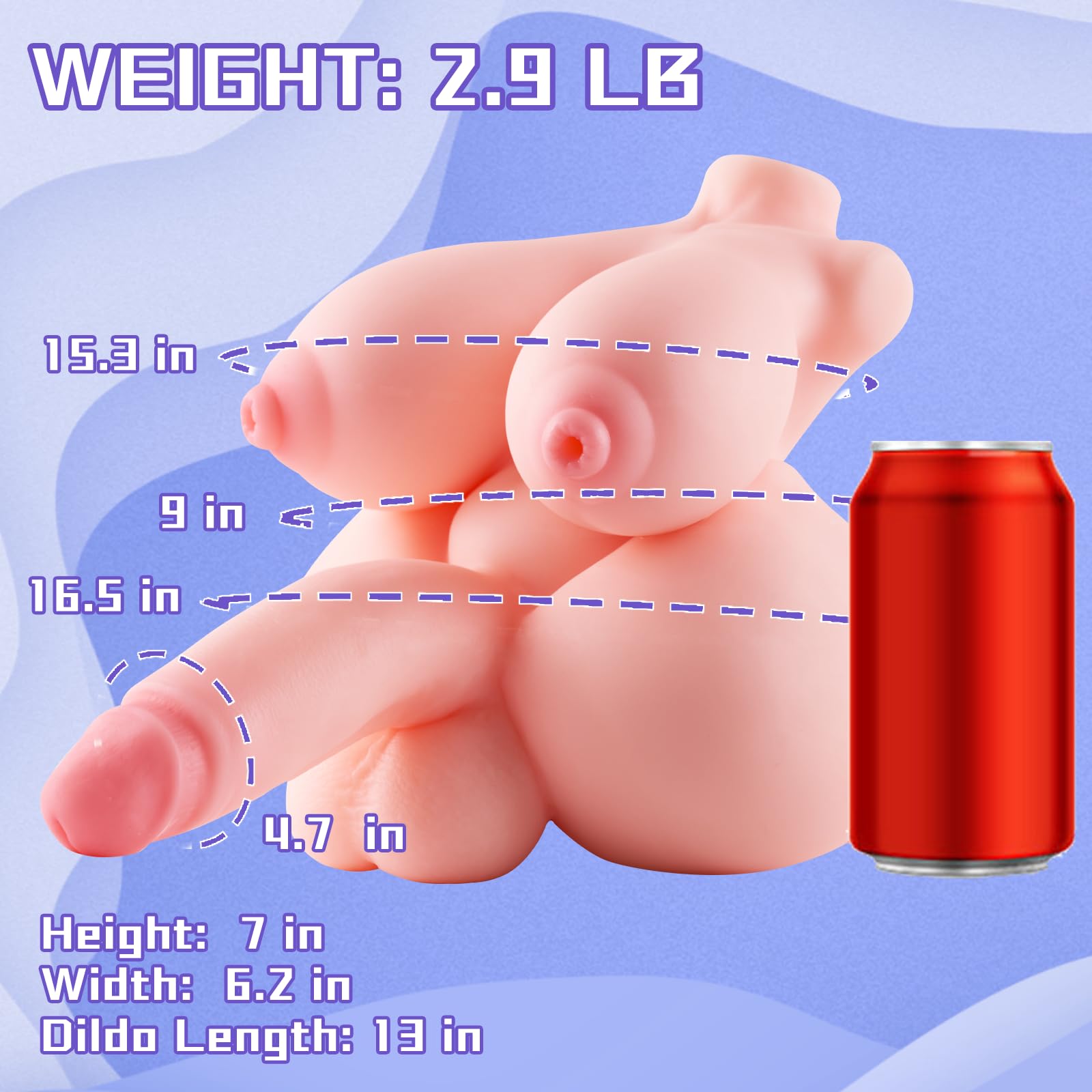 Male Masturbator Sex Doll for Men Pocket Pussies Realistic Adult Sex Toys for Men, Adult Toys Male Masturbator Pocket Pussy 4 in 1 Sex Toys with Penetrable Nipples, Shemale FUTA Sex Doll with 4 Holes