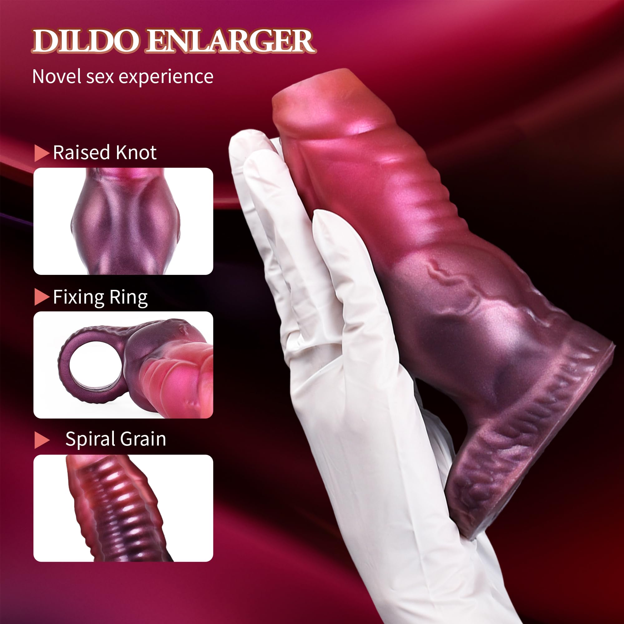 Penis Sleeve Small Size Cock Sleeve Girth Extension Sex Toys for Men, 3 Sizes Pink Silicone Penis Ring Delay Ejaculation Enhance Erection Penis Enlargement Sheath for Male Couples(Small)
