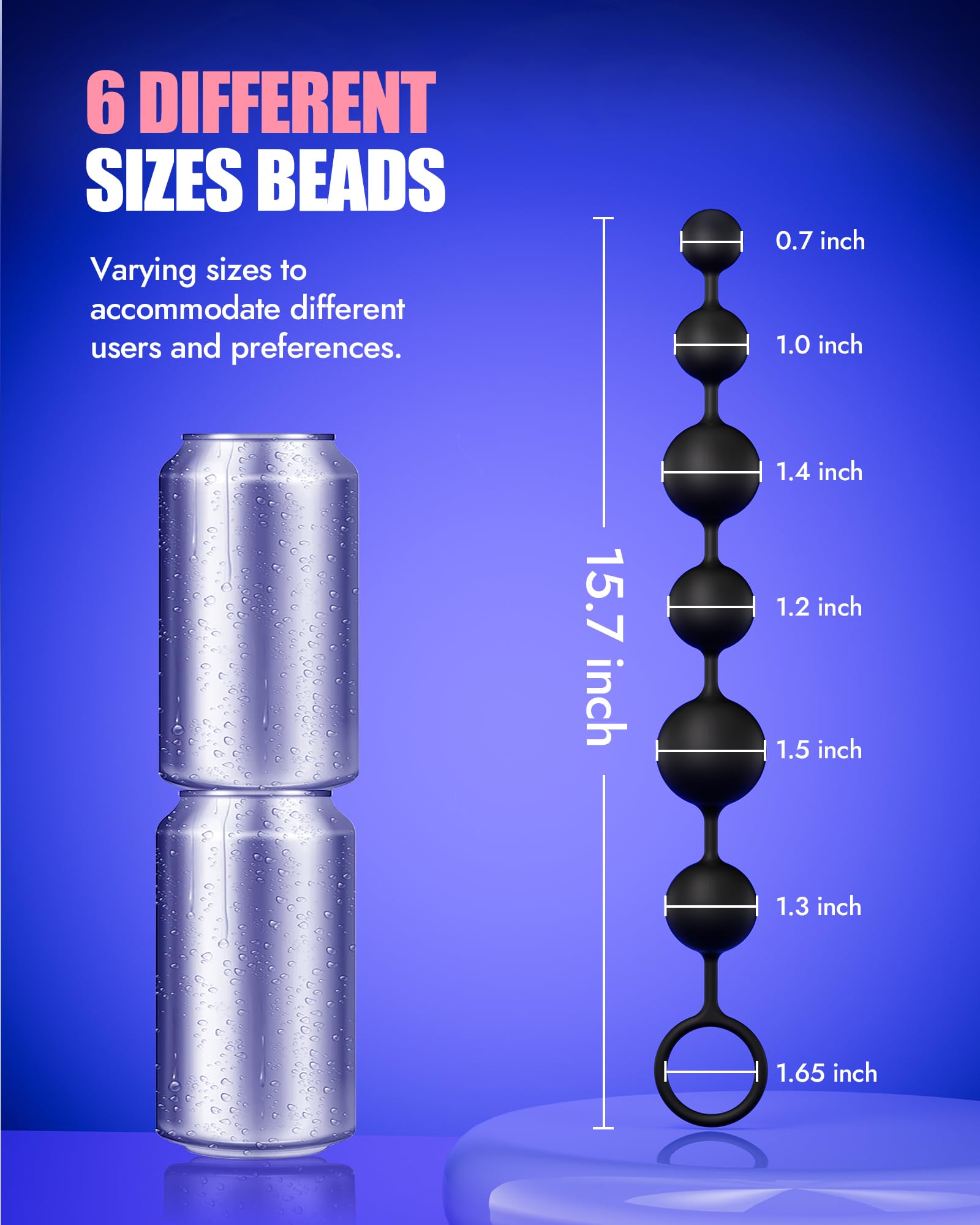 Anal Beads Butt Plug Sex Toys - Anal Plug with Insertable Silicone Safe Beads Prostate Massager Sex Toys with Different Balls Anal Toy Trainer Anal Plug for Men Women Couples Anus BDSM Play | 6 Balls