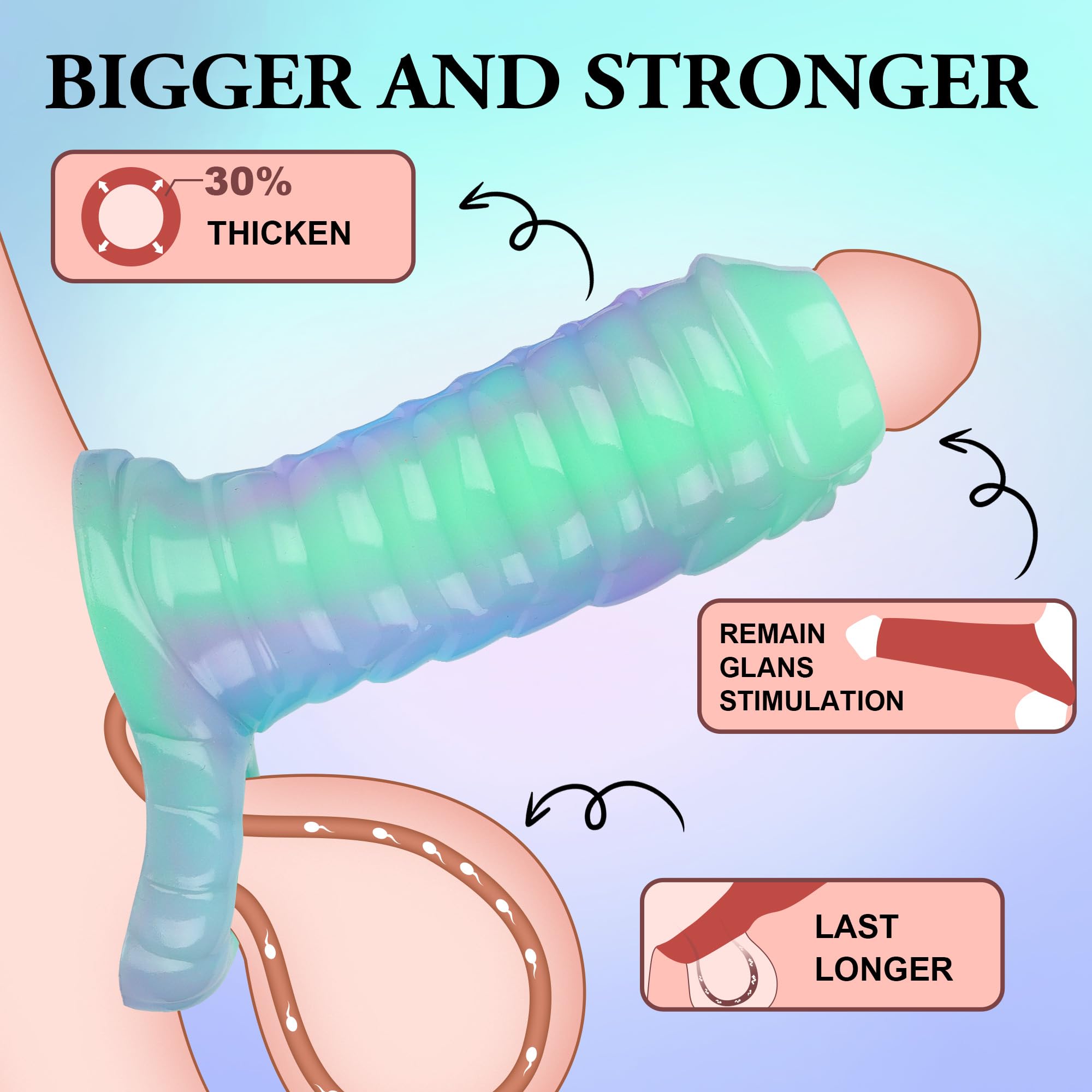 Dragon Penis Sleeve Enlargers Sex Toy for Men, Luminous Silicone Dildo Sleeve Male Penis Girth Extender with Cock Ring, Reusable Penis Enlargement Male Adult Sex Toys for Couples Play